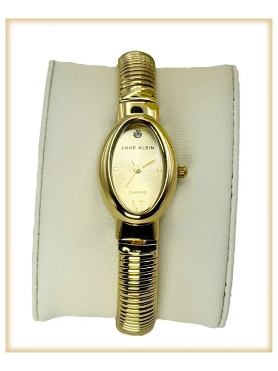 Anne Klein Quartz Gold Dial Ladies Diamond Watch and Bracelet - Picture 2 of 5